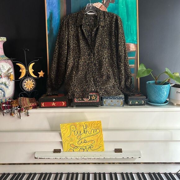 Y2K Leopard Print Blouse Small - Picture 14 of 14